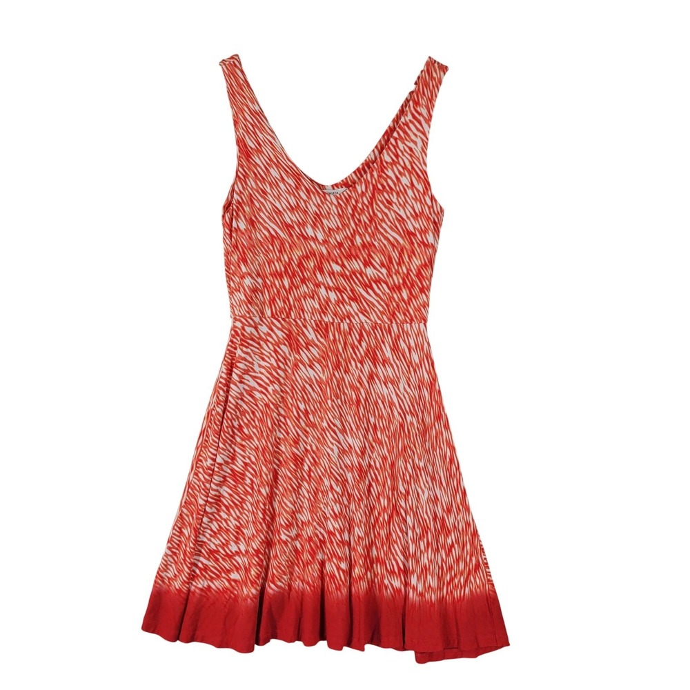Athleta Fit and Flare Dress Womens S Orange Orange White Reef Knit Jersey